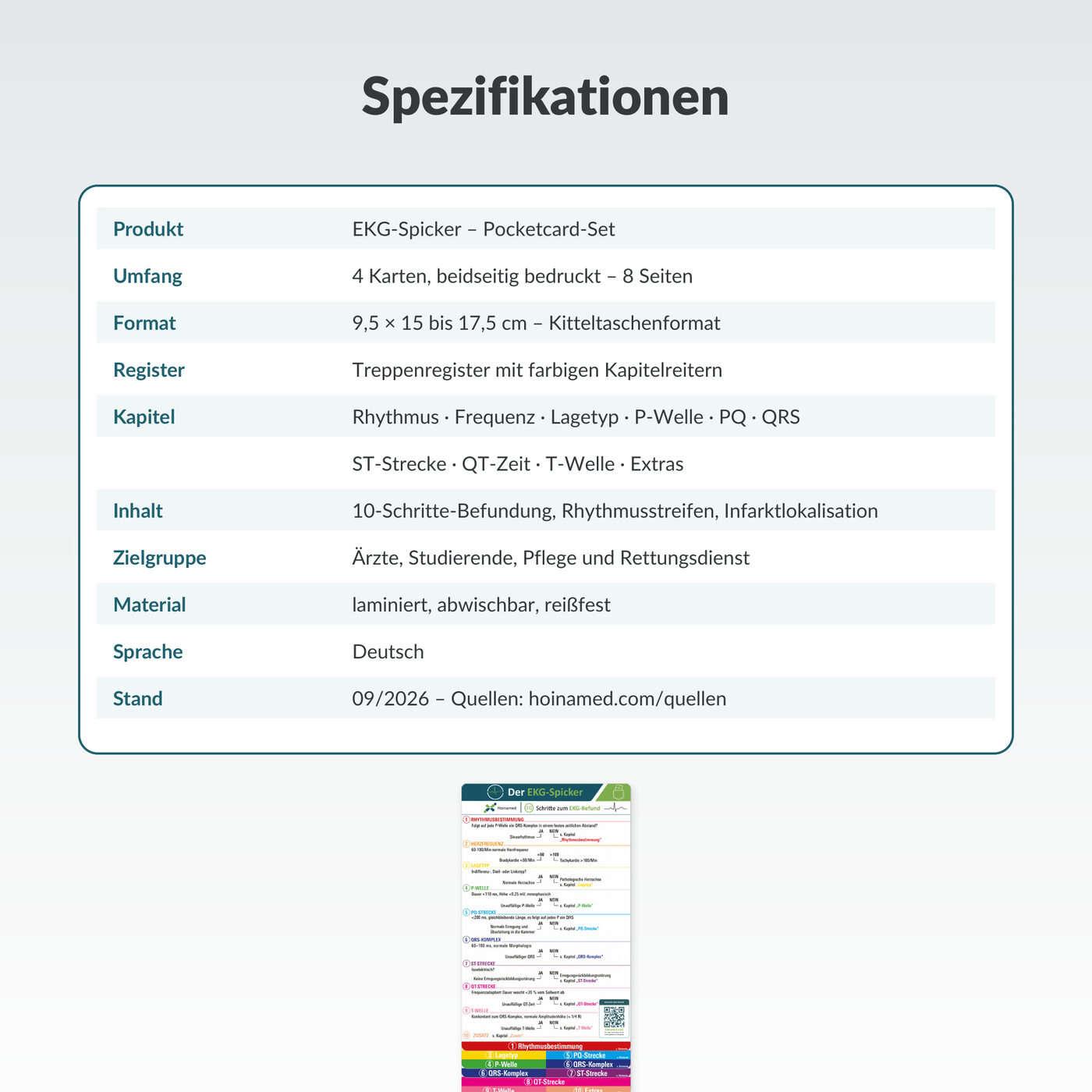 EKG-Spicker: Spezifikationen