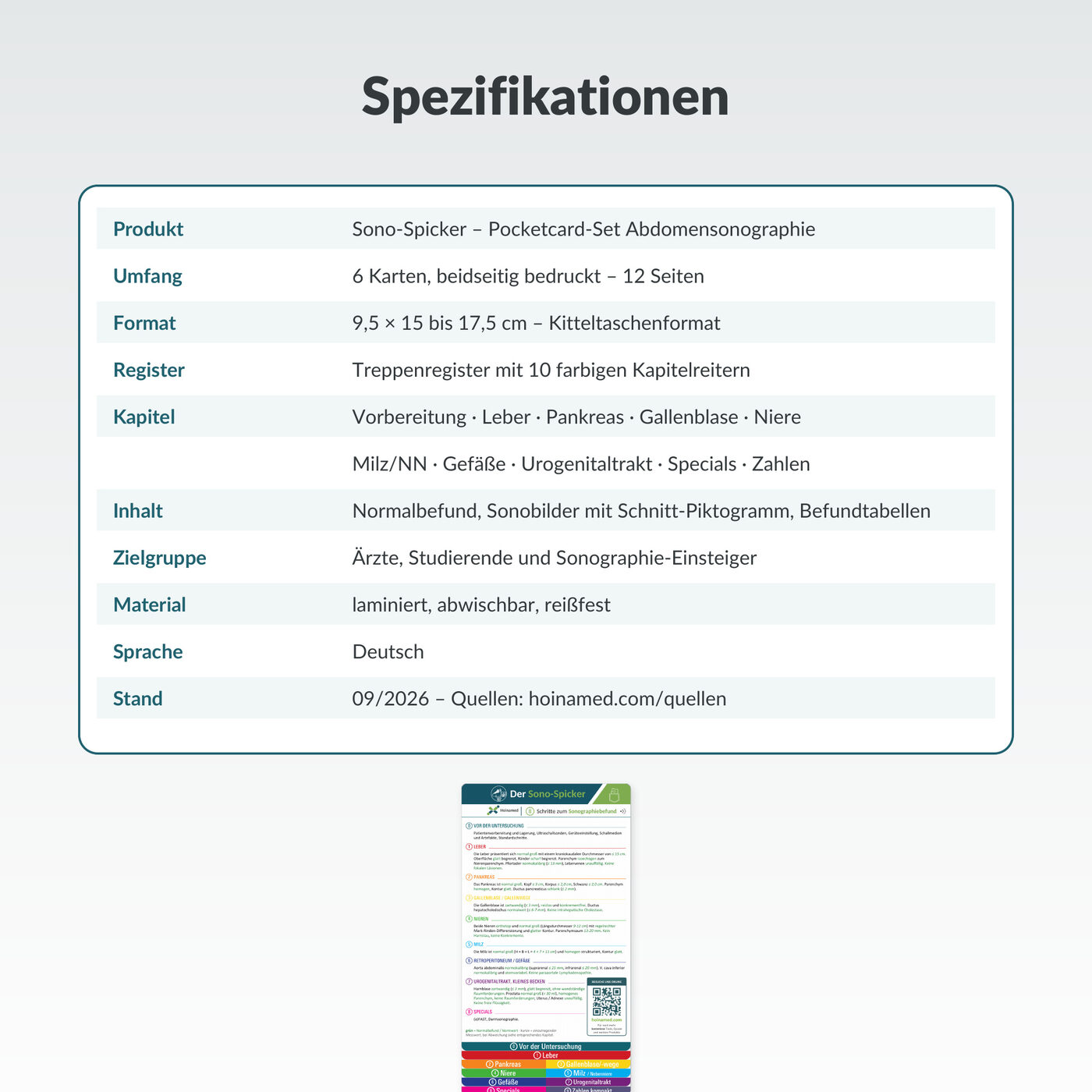 Sono-Spicker: Spezifikationen